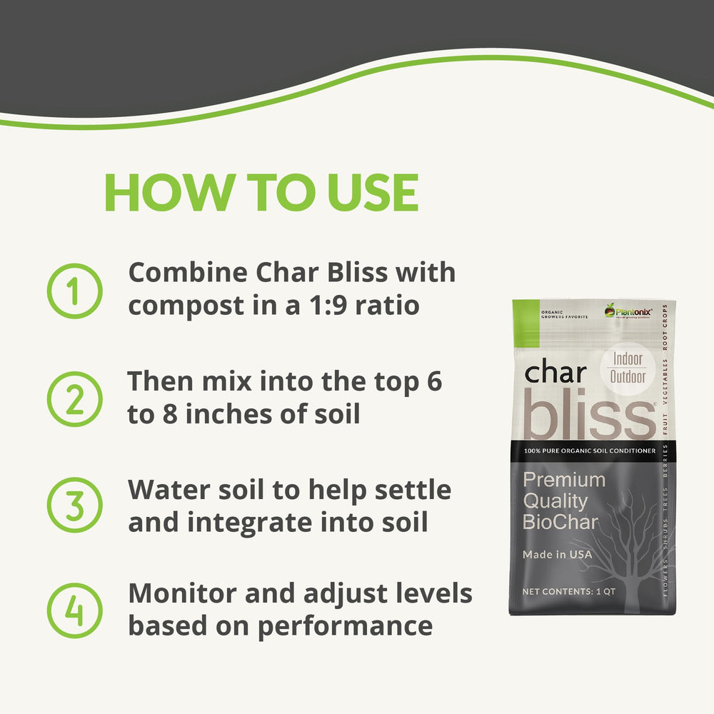 plantonix Char Bliss aplicado en maceta aumentando hidratación de plantas