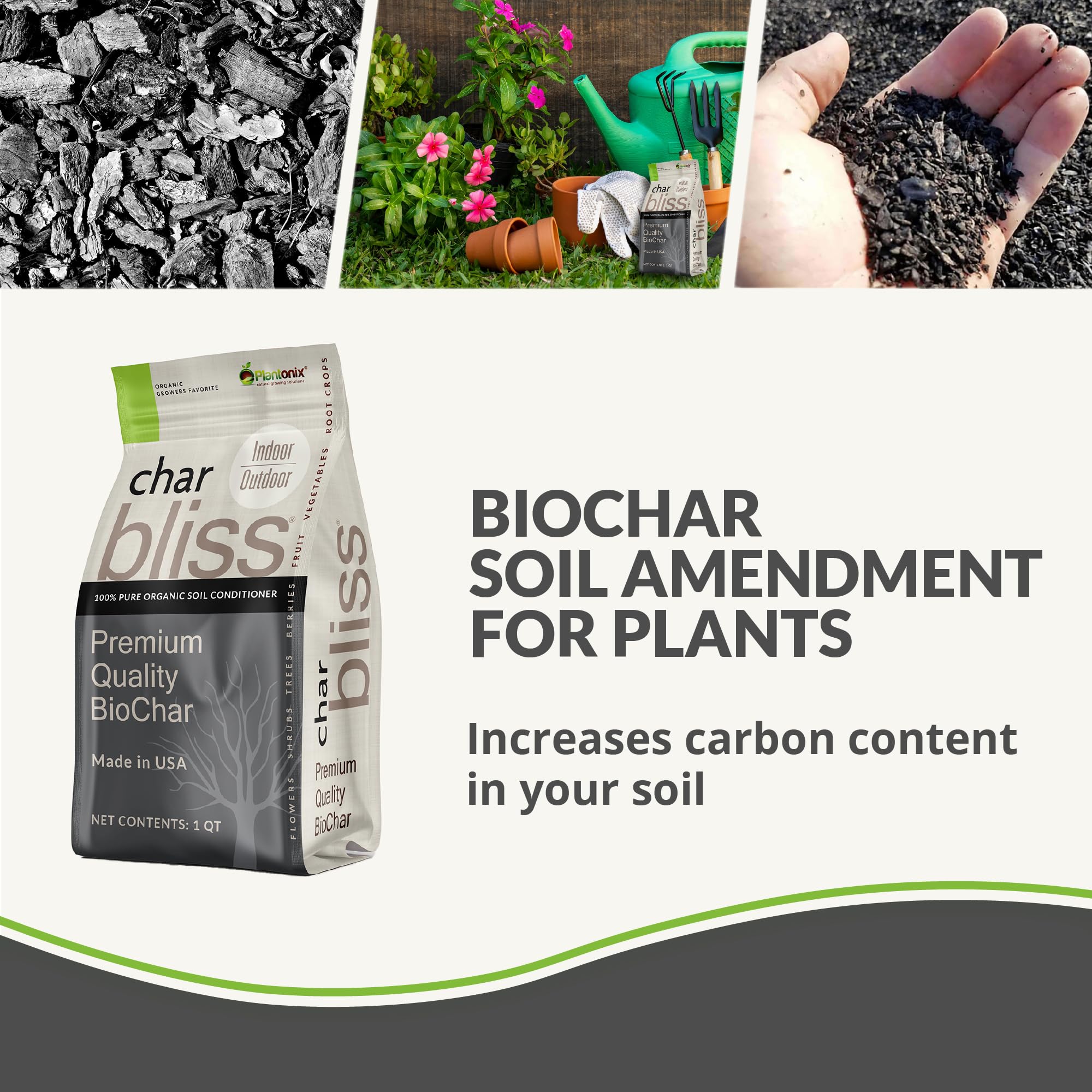 plantonix Char Bliss detalle de textura porosa que mejora retención