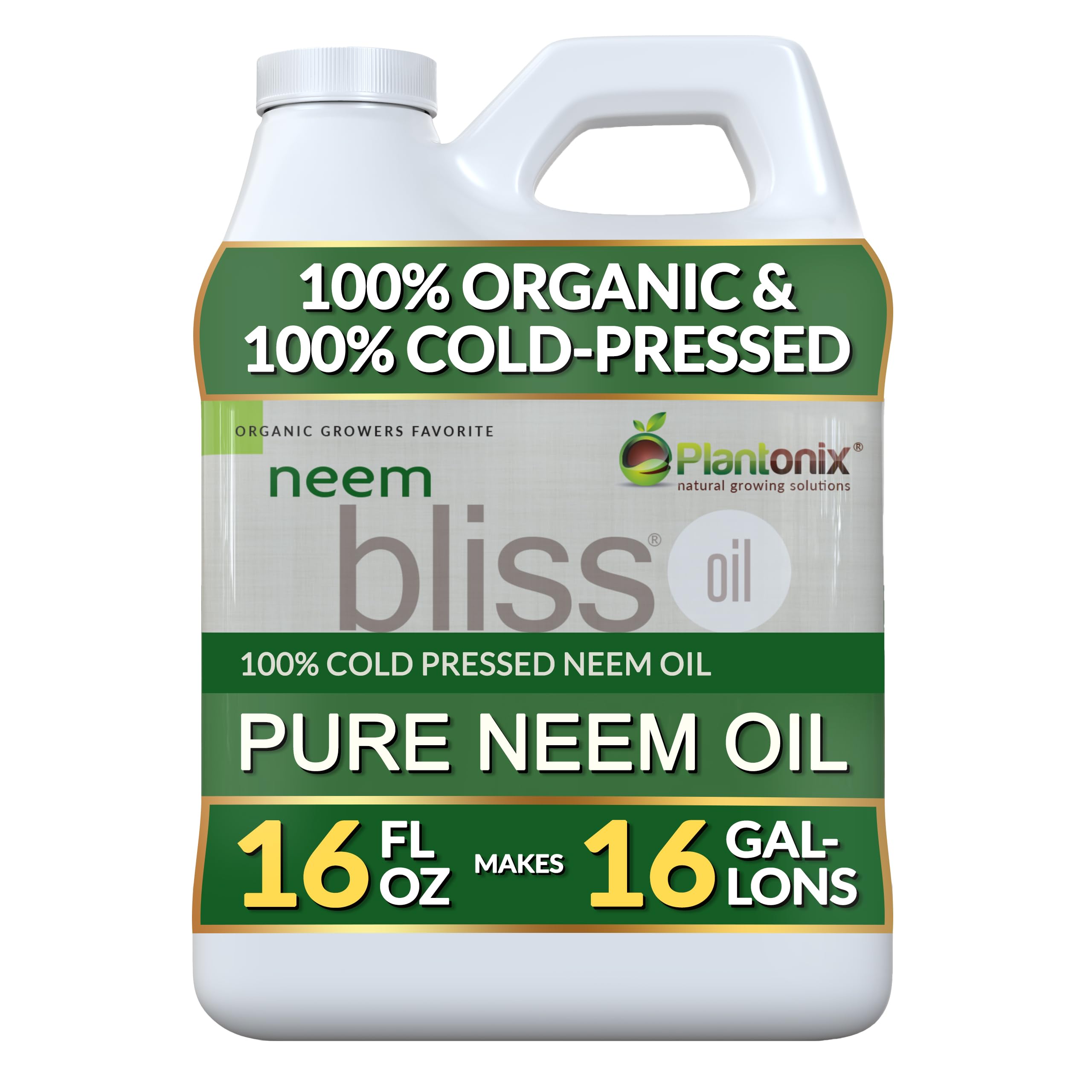 plantonix Neem Bliss vista frontal del envase y etiqueta clara mostrando aceite puro