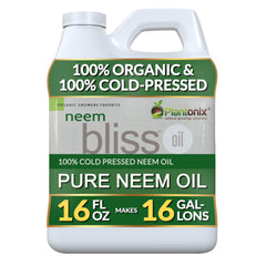 plantonix Neem Bliss vista frontal del envase y etiqueta clara mostrando aceite puro