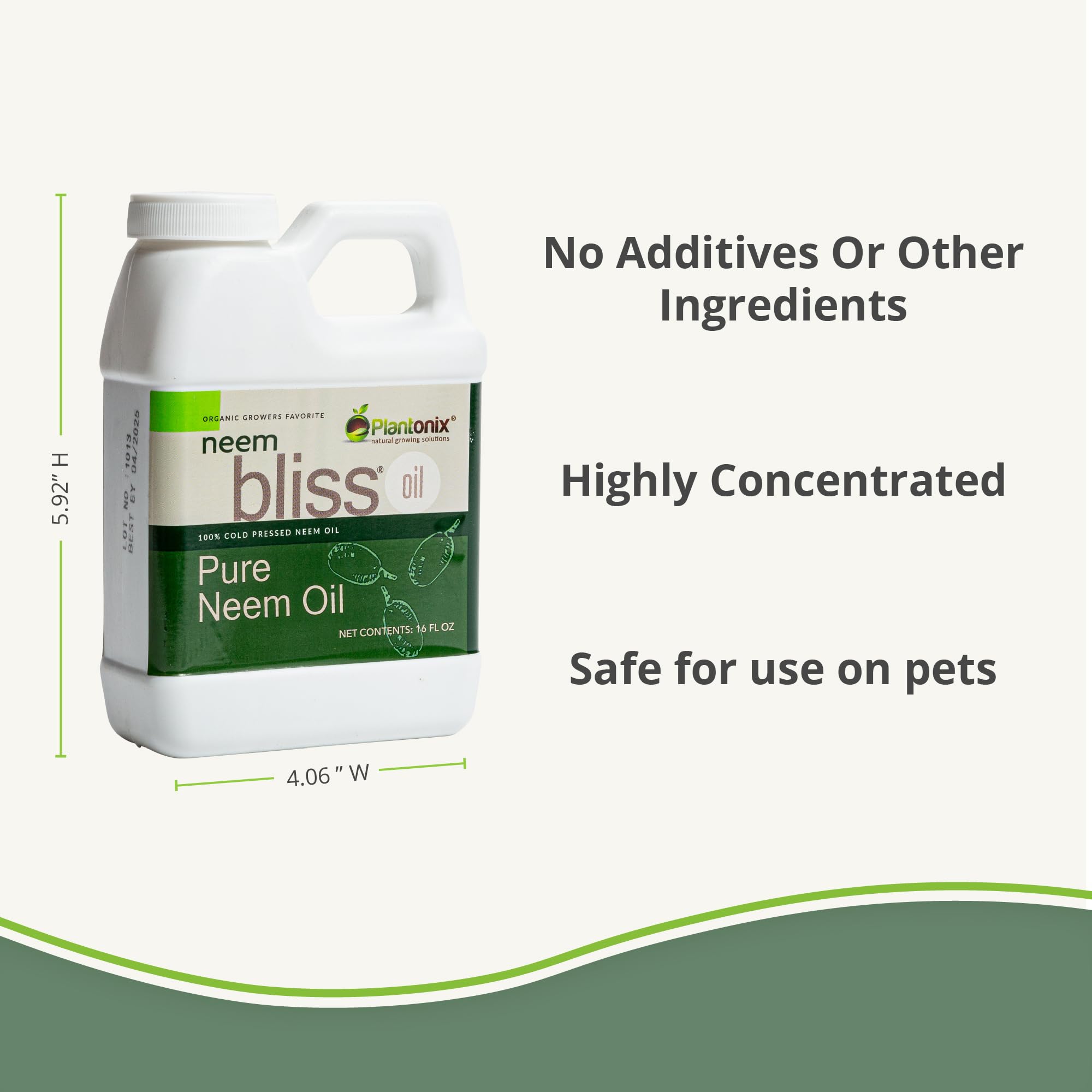 plantonix Neem Bliss comparación de tamaño de la botella para calcular dosis
