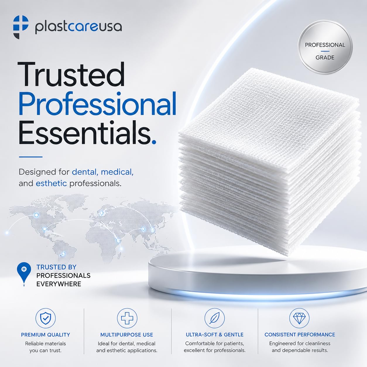 PlastCare USA ambiente clínico con gasas para procedimientos rápidos