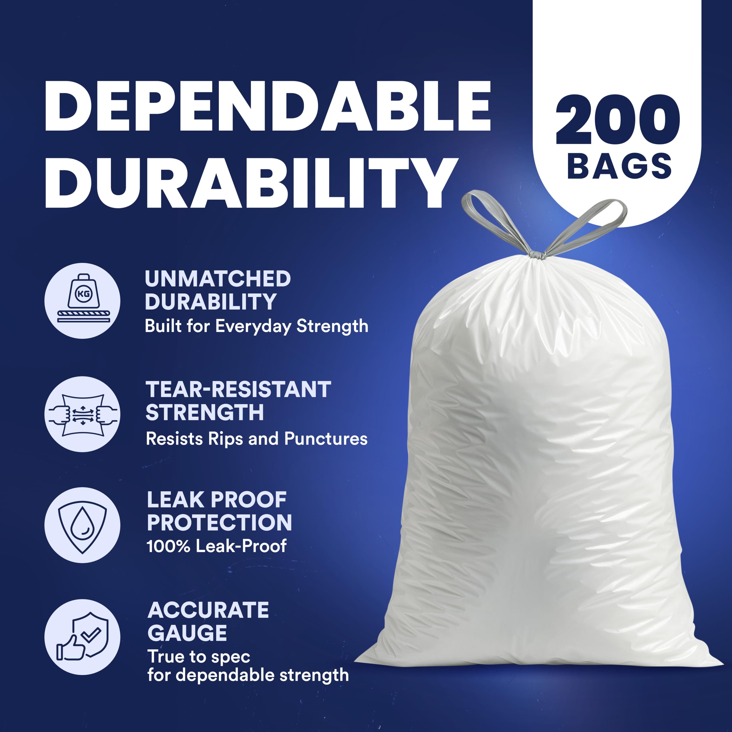Plasticplace bag fitted in small kitchen can illustrating neat fit and spill prevention