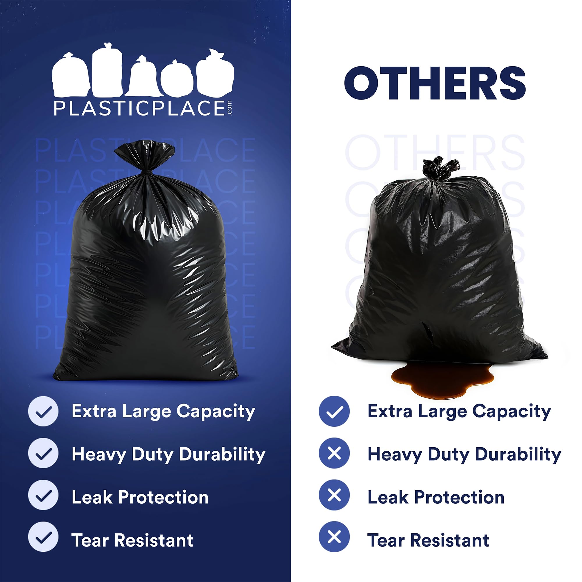 Plasticplace bolsa atada con banda para transporte sin derrames