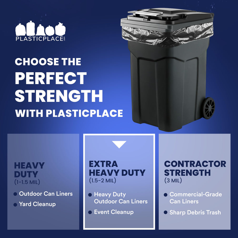 Plasticplace bolsa junto a contenedor para comparar tamaño real