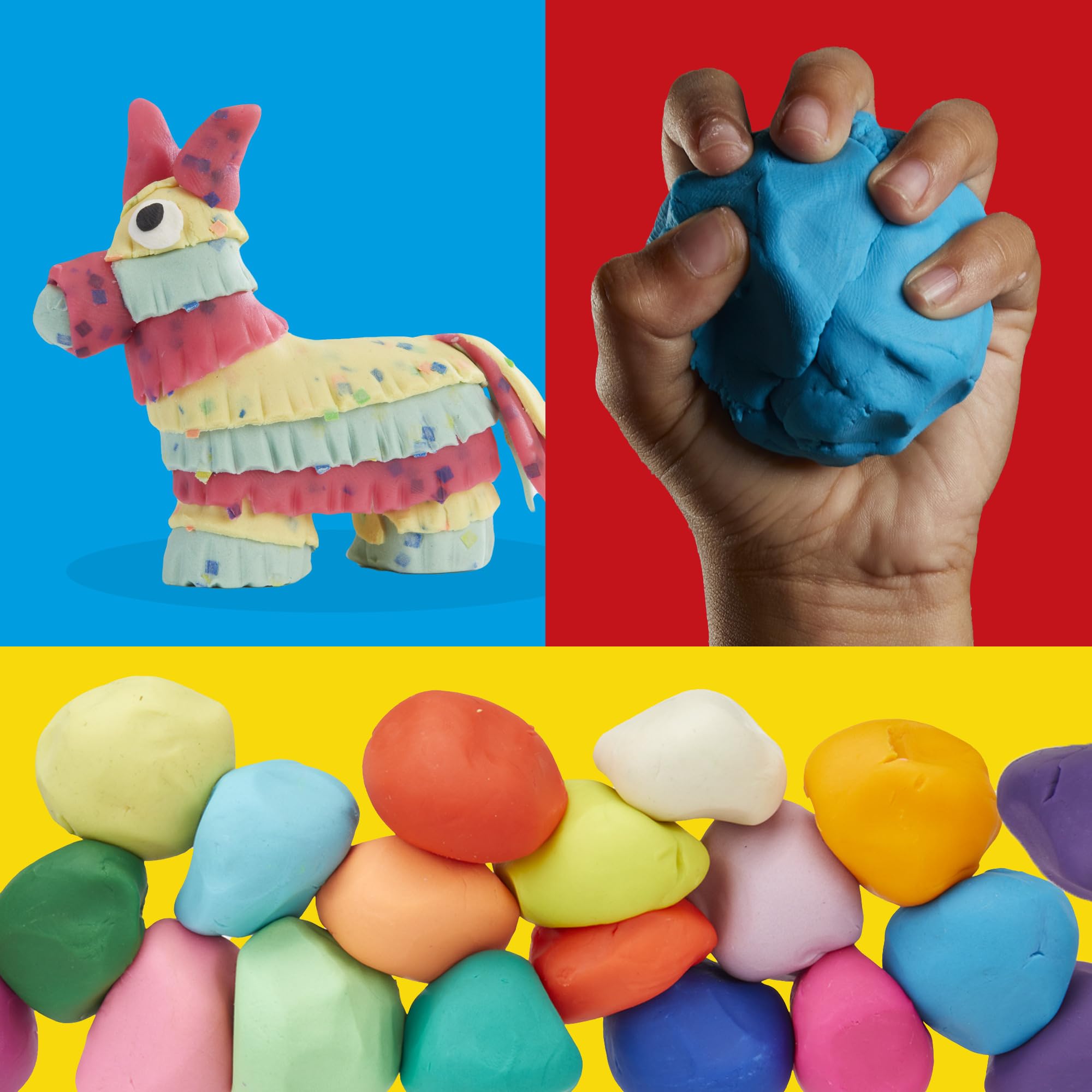 Play‑Doh Color Burst mixing swatches demonstrating blended hues and guidance