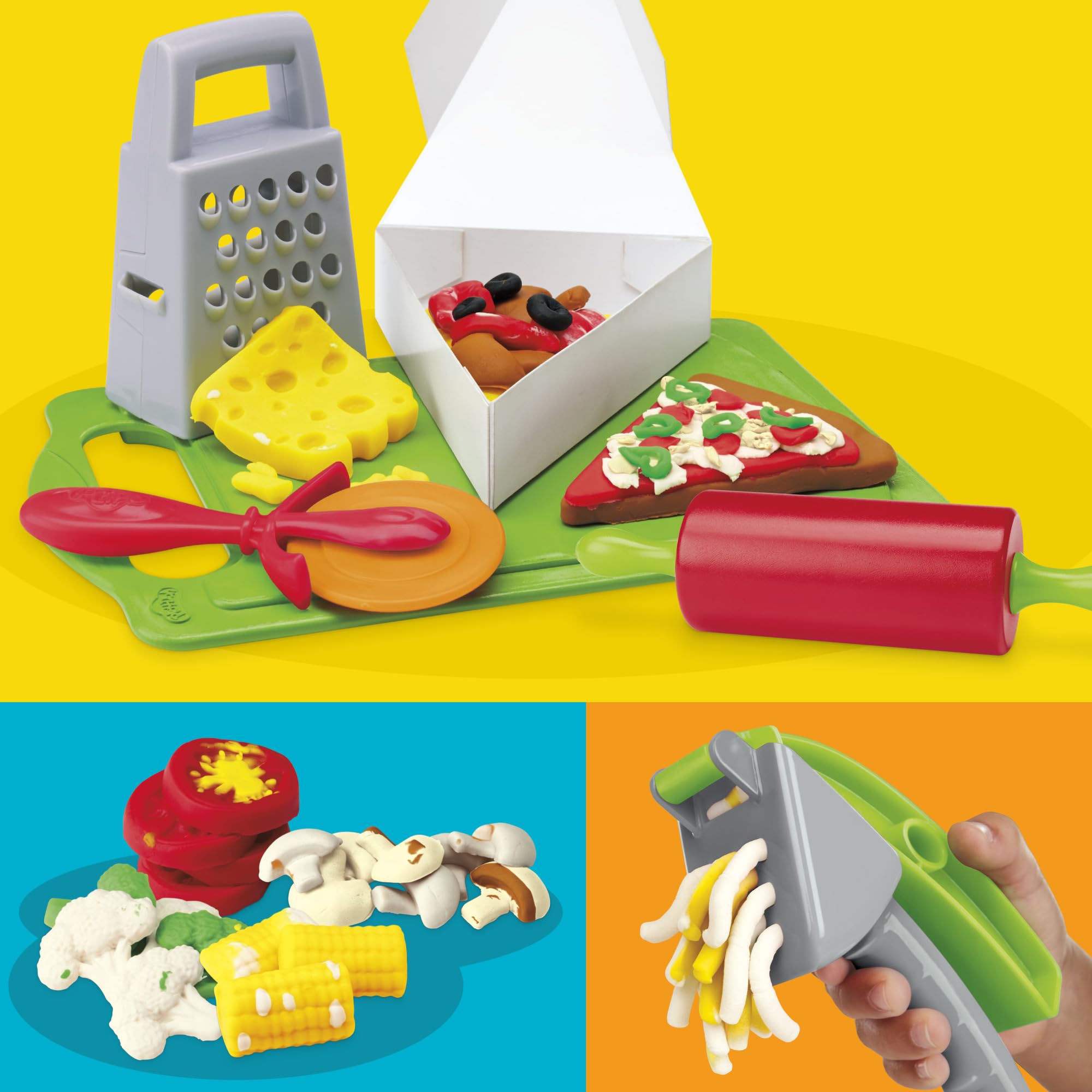 Play-Doh latas de masa en colores variados para crear corteza y toppings