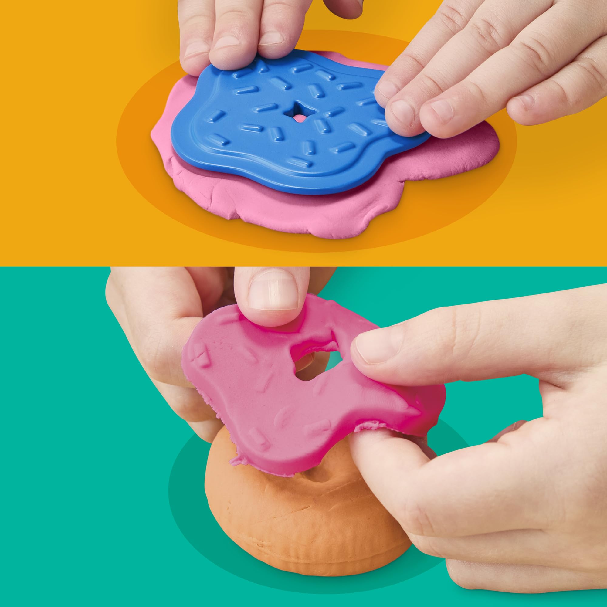 Play‑Doh comparación del juguete con una mano para escala, facilita entender tamaño