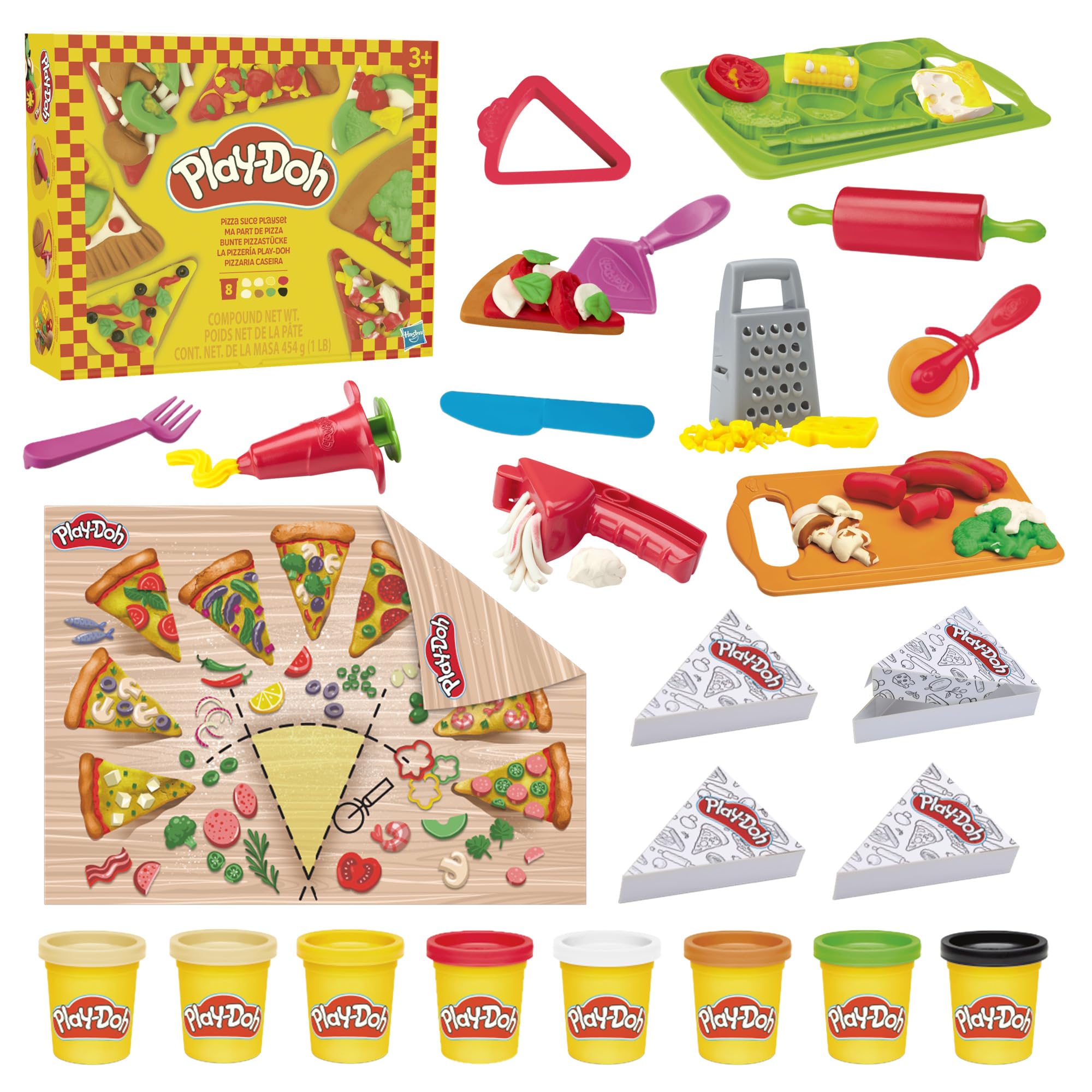Play-Doh caja frontal del set mostrando componentes y diversión creativa