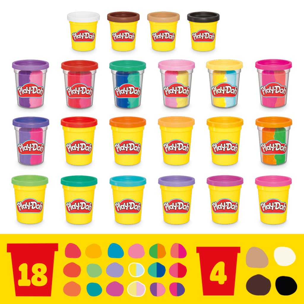 Play‑Doh latas abiertas vista superior para ver tonos exactos