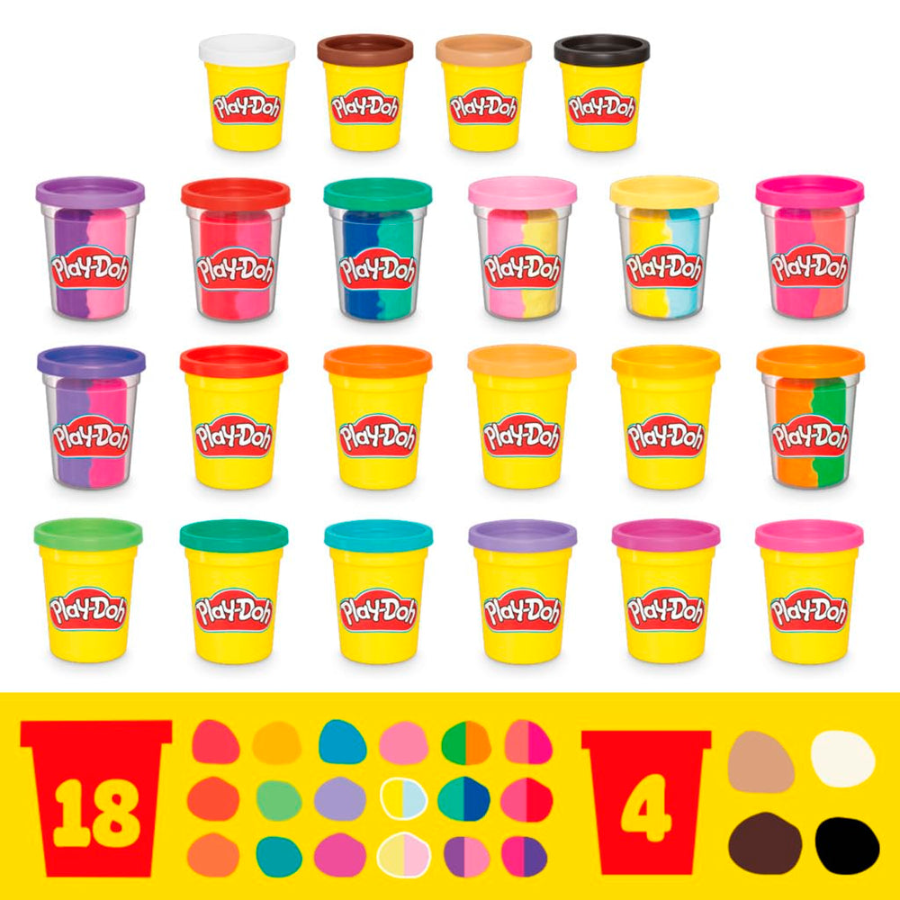 Play‑Doh latas abiertas vista superior para ver tonos exactos