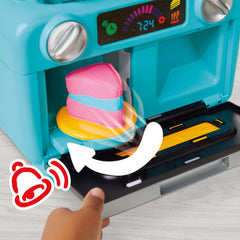 Play‑Doh toy oven in action with a slice spinning out, demonstrating easy slice creation