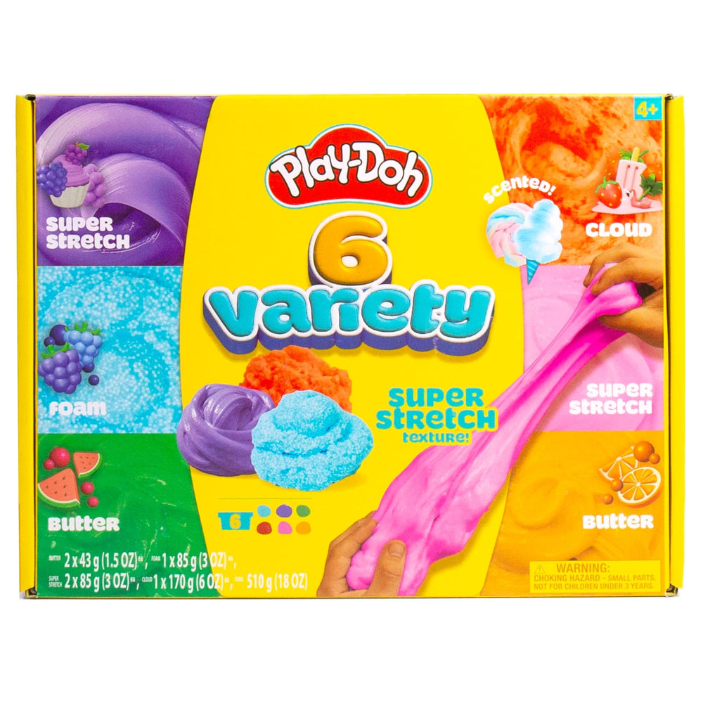 Play-Doh pack frontal con seis recipientes aromáticos, muestra variedad y colores