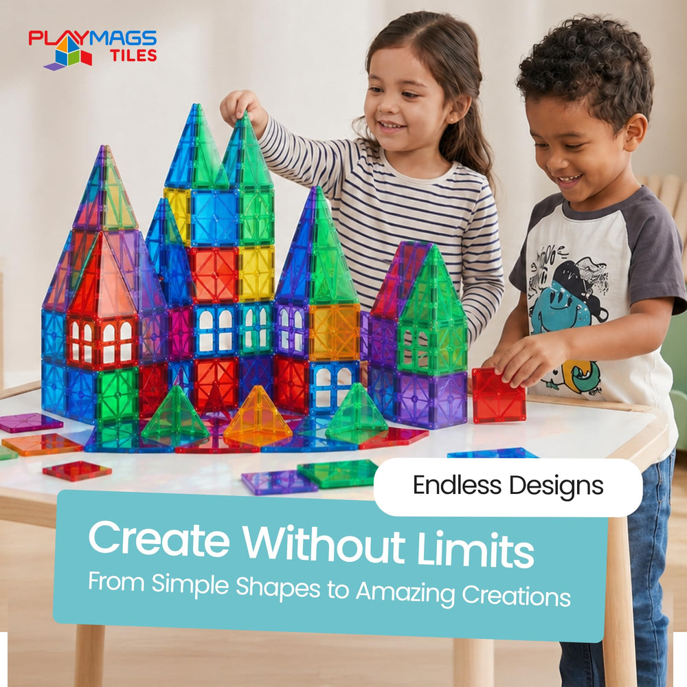 Playmags gran estructura 3D terminada demostrando equilibrio y creatividad