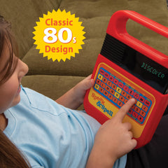PlayMonster Speak & Spell detalle del teclado con letras grandes, facilita el aprendizaje táctil