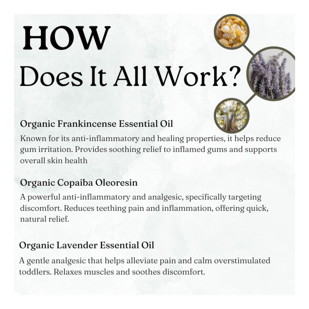 PLENNY ingredient label listing organic chamomile, lavender, frankincense benefits