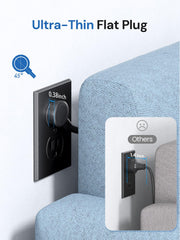 Pluackg clavija plana de 45° que se coloca tras muebles sin bloquear enchufes