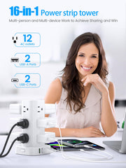 Pluackg detalle de puertos USB-C y USB-A, carga rápida segura