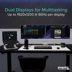 Plugable side profile vertical dock illustrating space-saving upright footprint for tidy desks