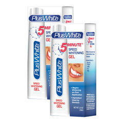 Plus White front packaging showing two-tube pack and quick whitening benefit
