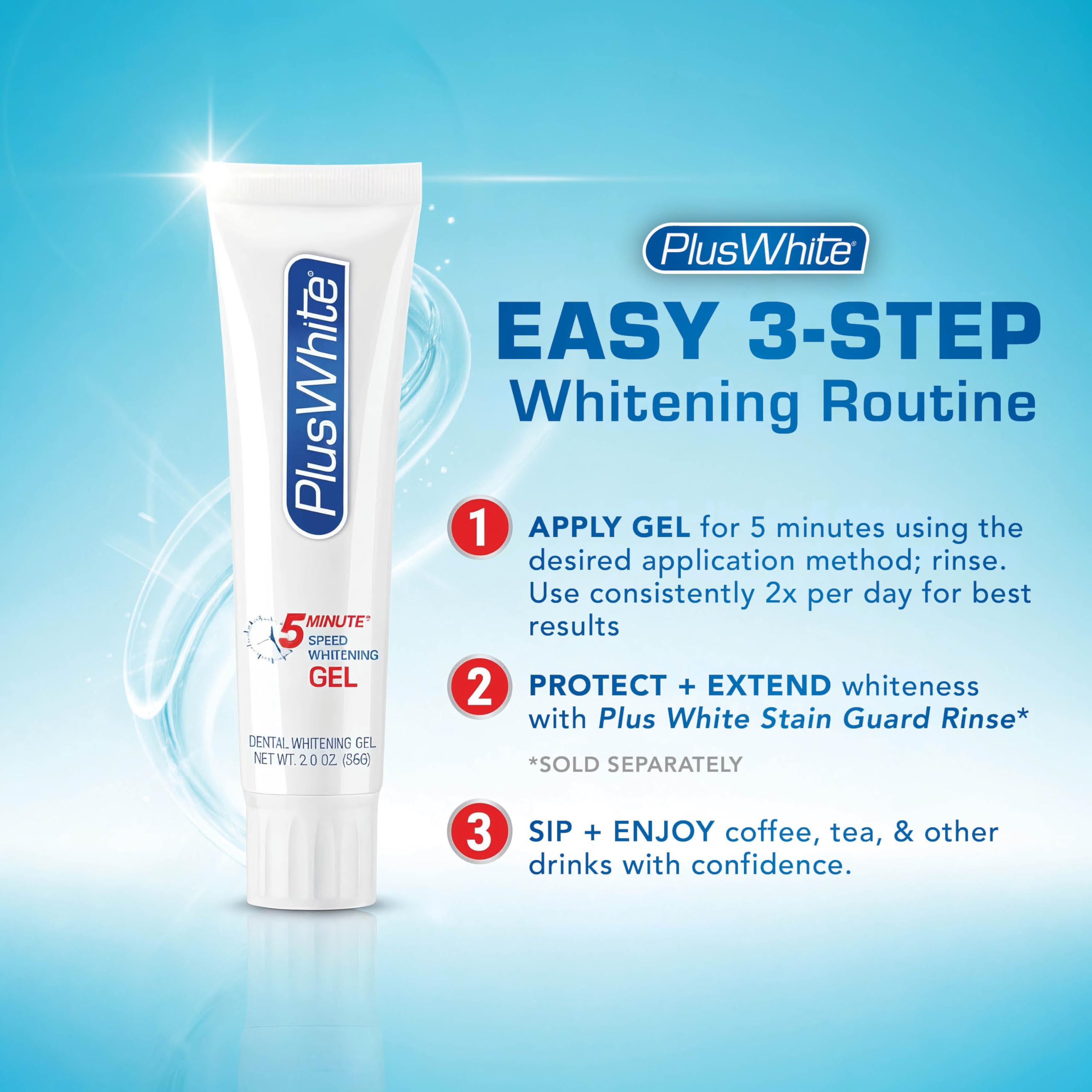 Plus White in mouth tray demonstrating full-coverage whitening option benefit