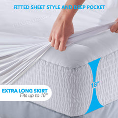 PlushDeluxe protector colocado en cama King, comodidad y cobertura completa
