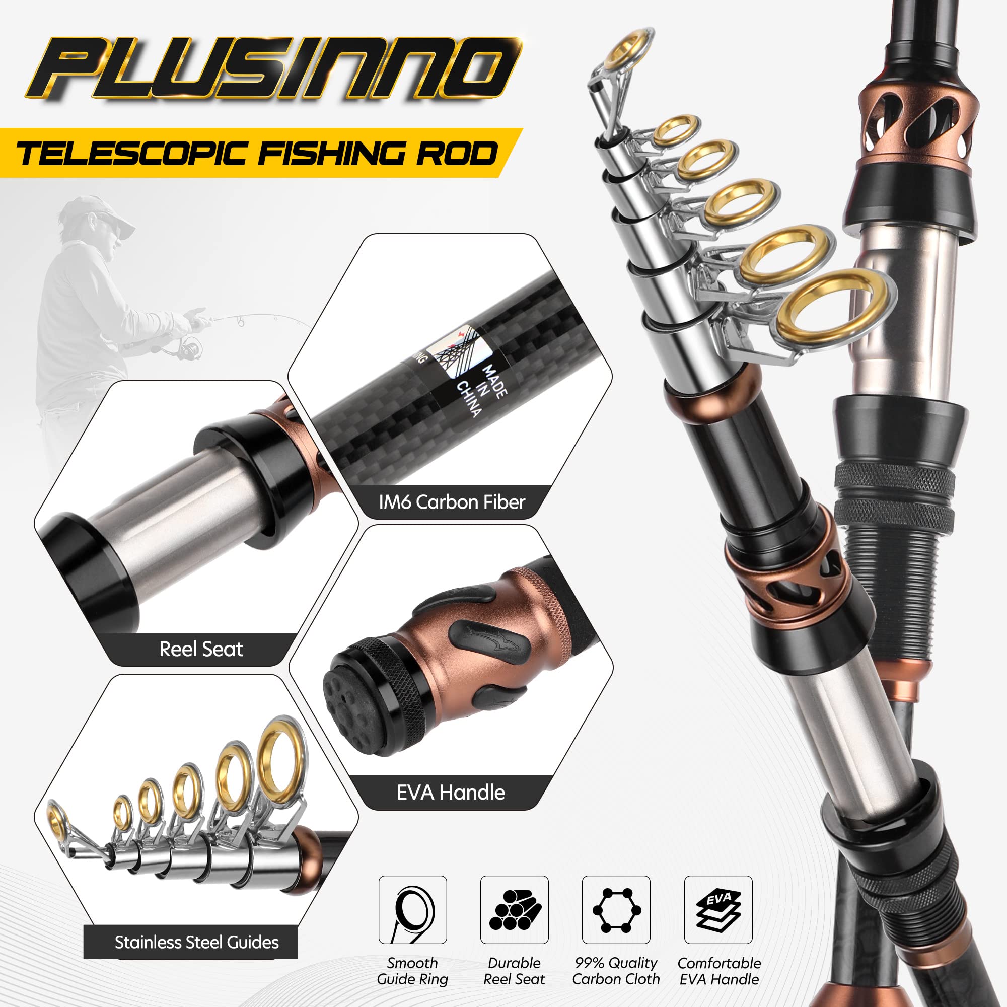 PLUSINNO carrete HA3000 primer plano con rodamientos suaves