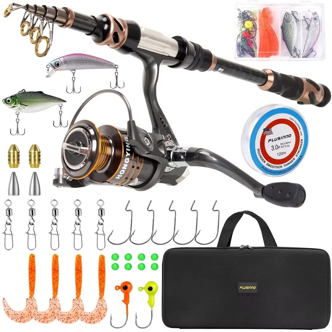 PLUSINNO vista frontal del kit completo listo para pesca