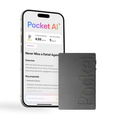 Pocket front view in space grey showing compact recorder and clear design benefit portability