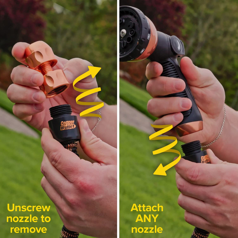 Pocket Hose detalle de boquilla compatible para distintos chorros