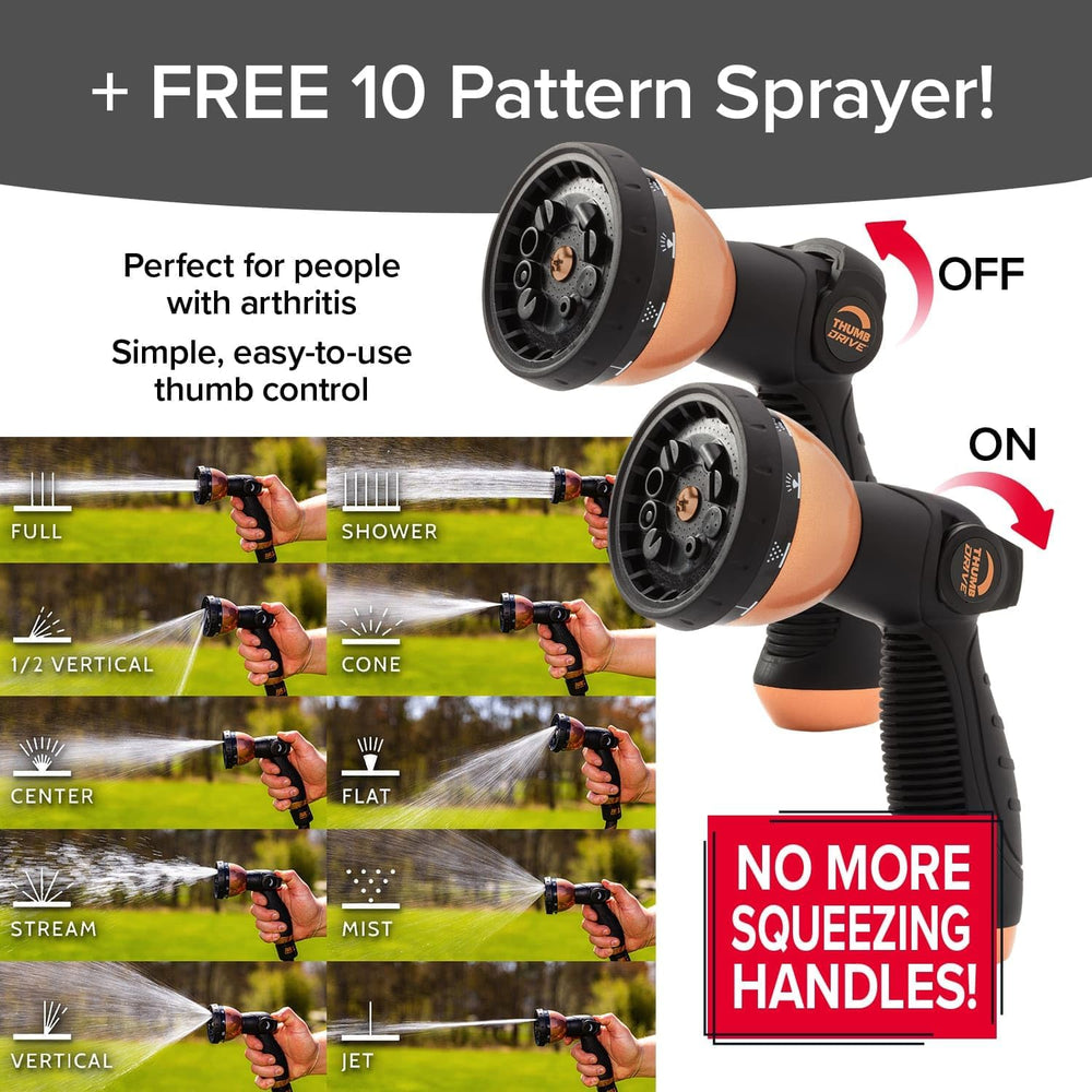 Pocket Hose etiqueta mostrando materiales libres de plomo y durabilidad