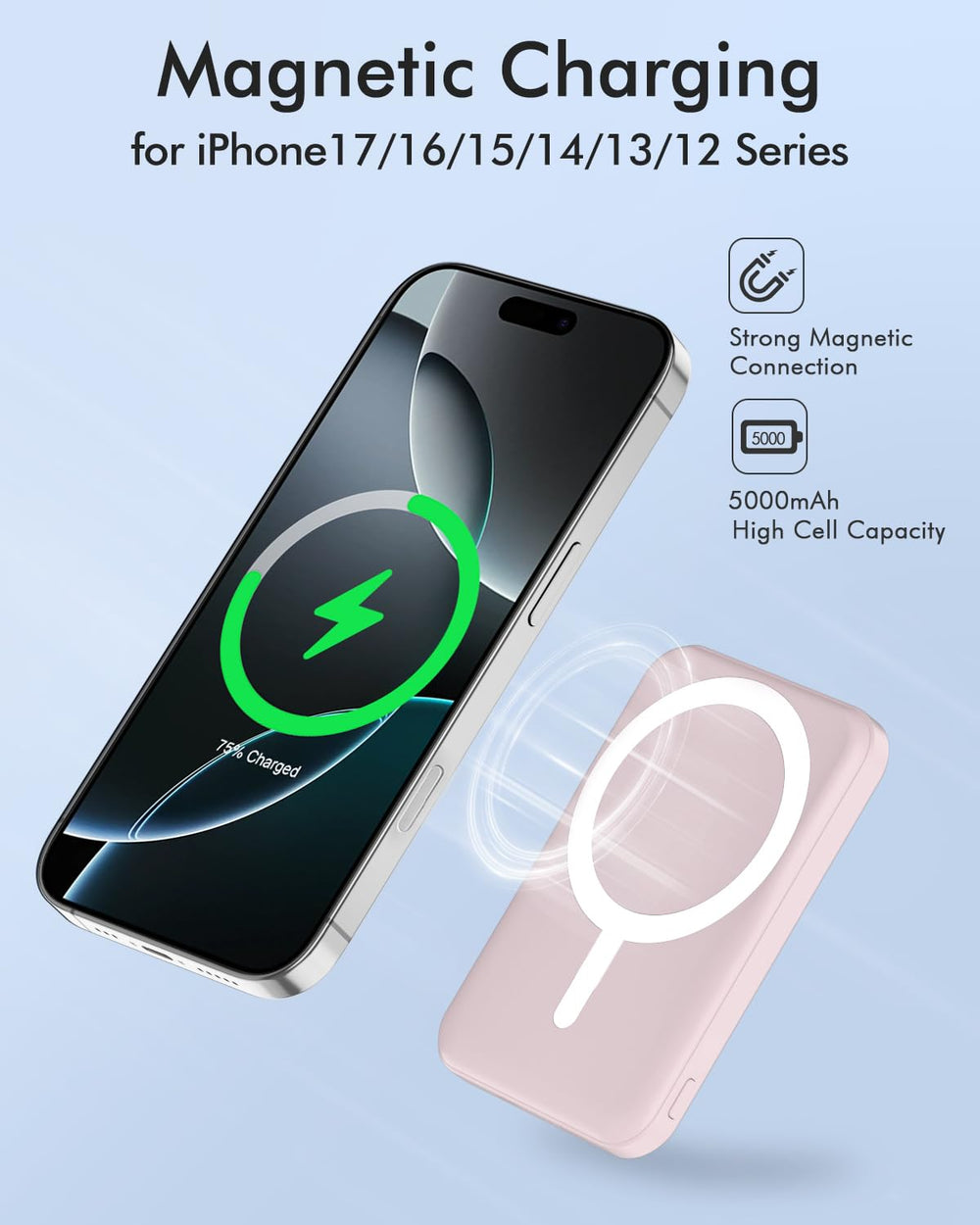 podoru imanes nano adsorción mostrando fijación segura al iPhone