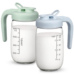 POIKSHARK jarra frontal de vidrio 32 oz, diseño seguro y elegante