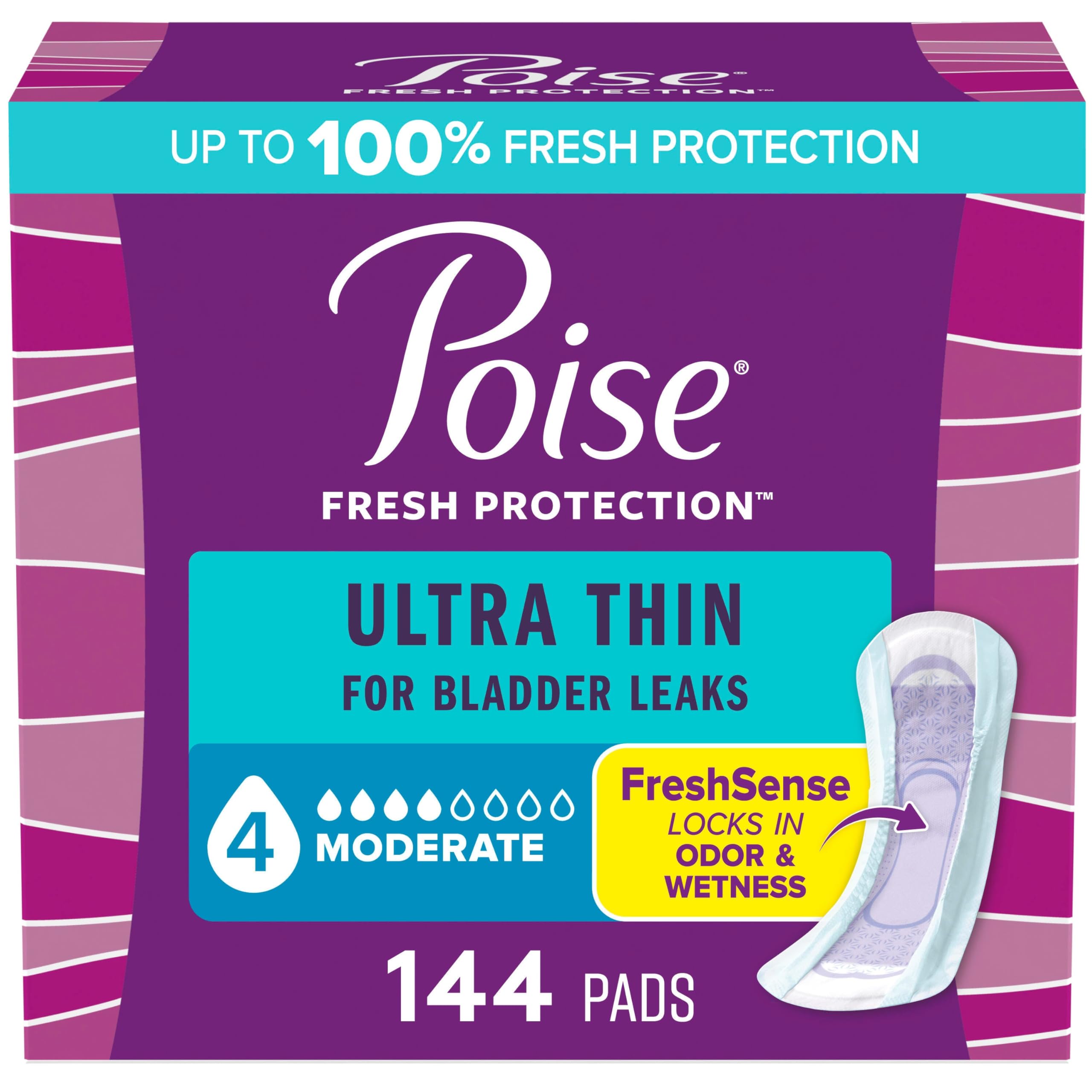 Poise frontal paquete 144 unidades mostrando diseño y comodidad