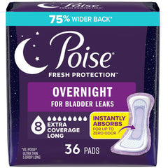 Poise empaque frontal mostrando 36 unidades y cobertura nocturna