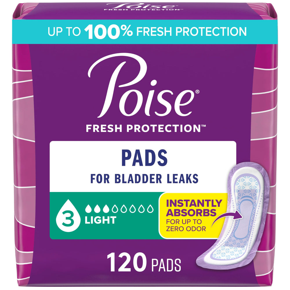 Poise empaque frontal mostrando cantidad y protección para comodidad diaria