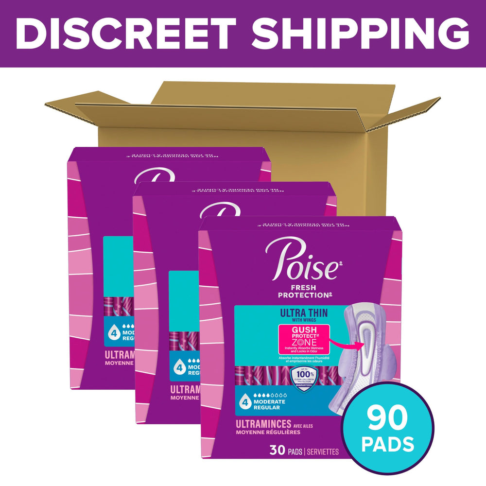 Poise zona GushProtect en primer plano que absorbe rápido y sin volumen