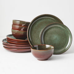 Pokini front view of full 12-piece set showing coordinated colors and balance