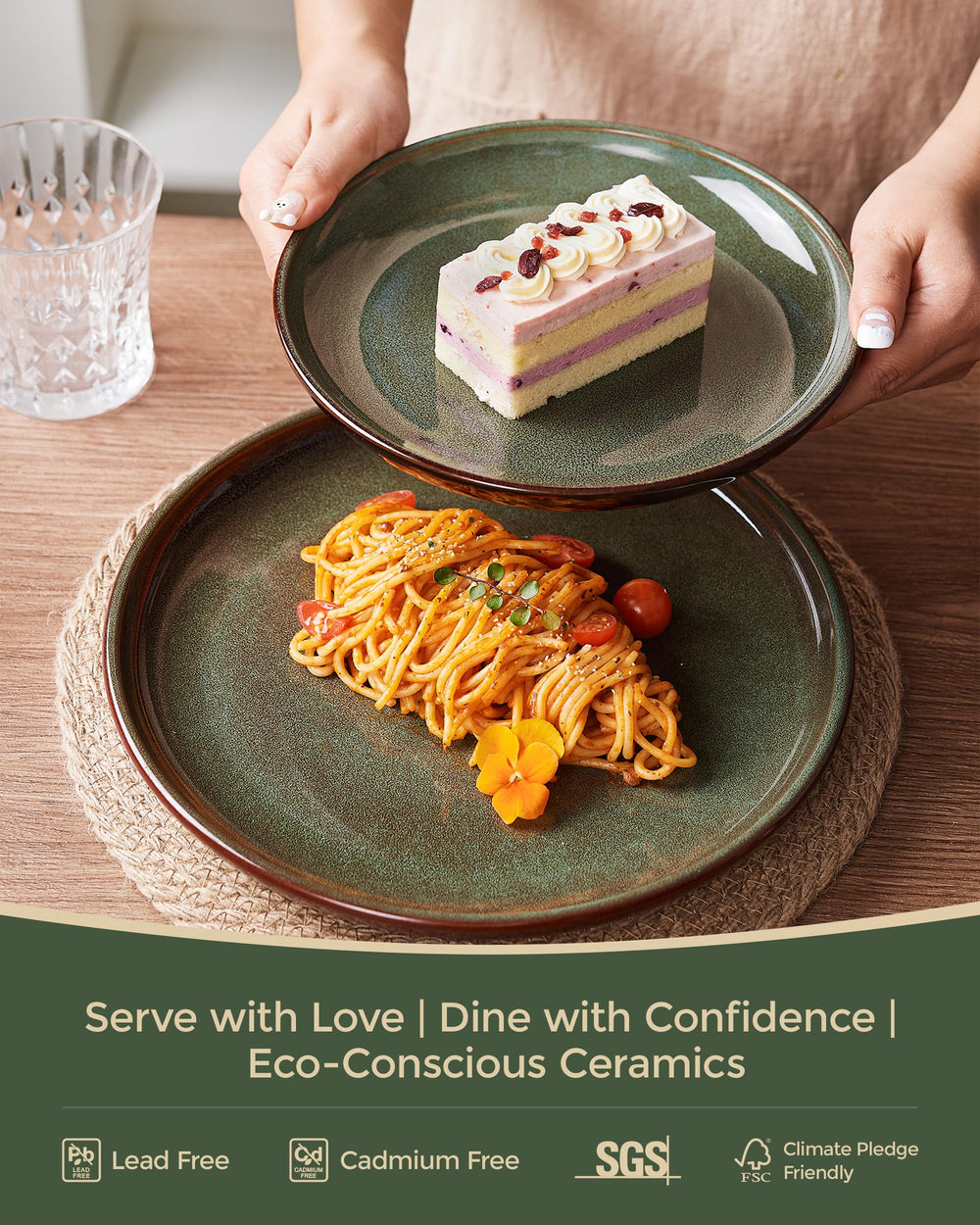 Pokini in a dining table setting conveying warm, inviting presentation