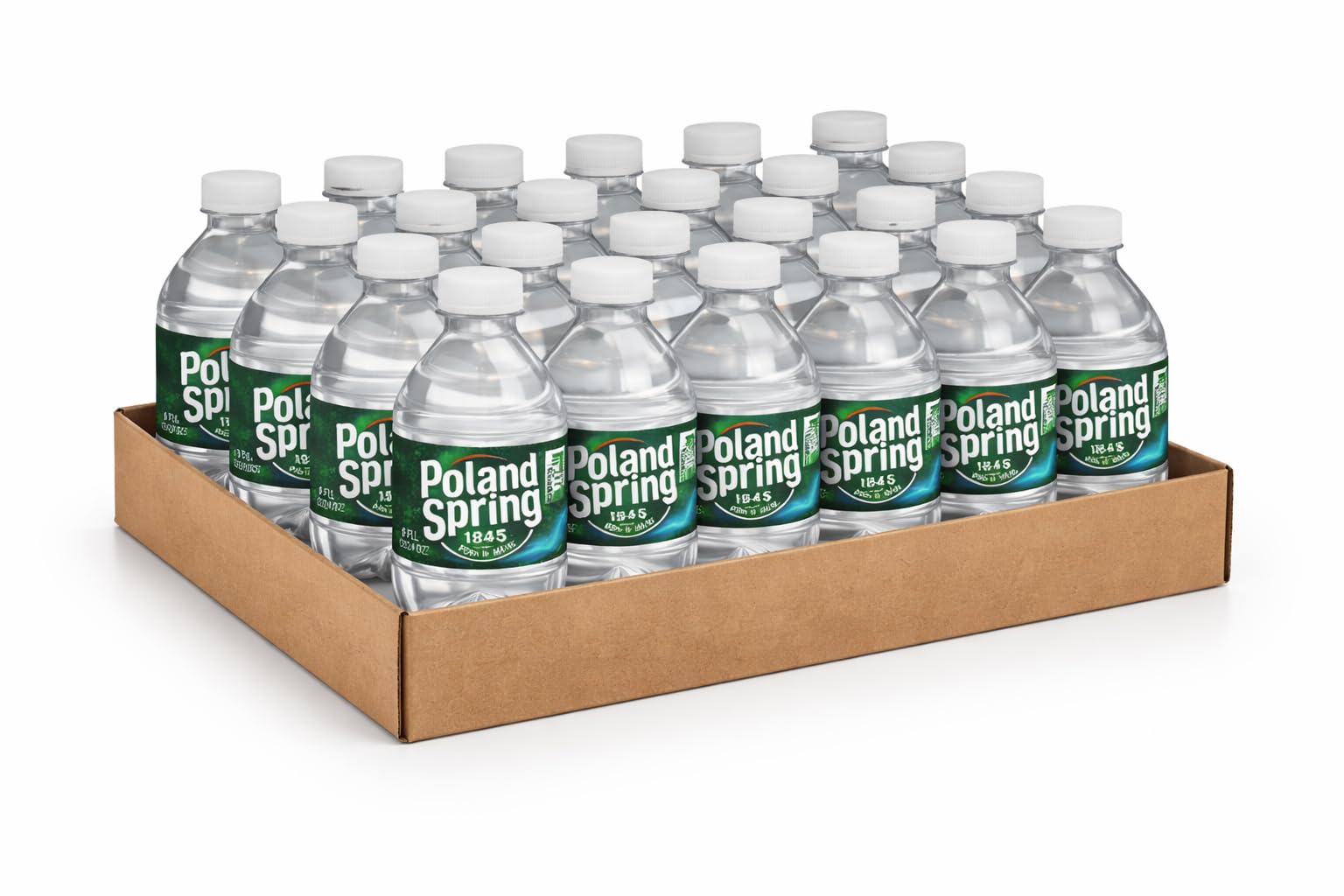 Poland Spring primer plano de la botella Macouba mostrando textura y facilidad agarre