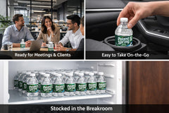 Poland Spring caja abierta con 24 botellas Macouba lista para distribución
