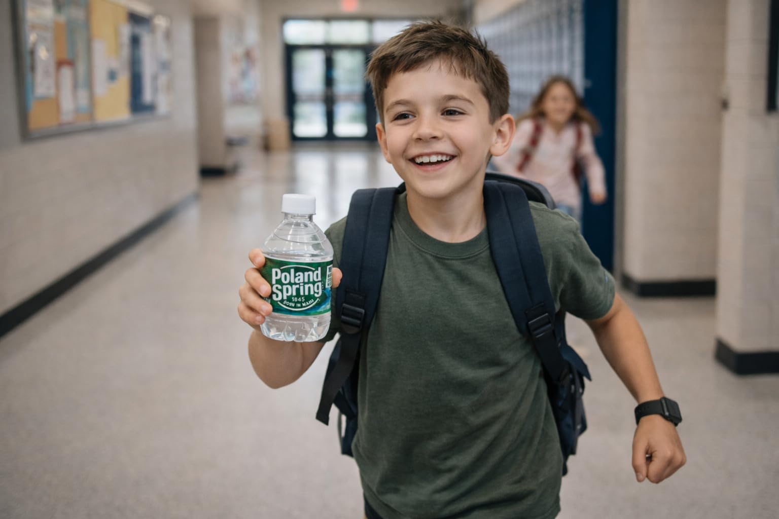 Poland Spring detalle de la tapa Macouba con sello seguro para transporte
