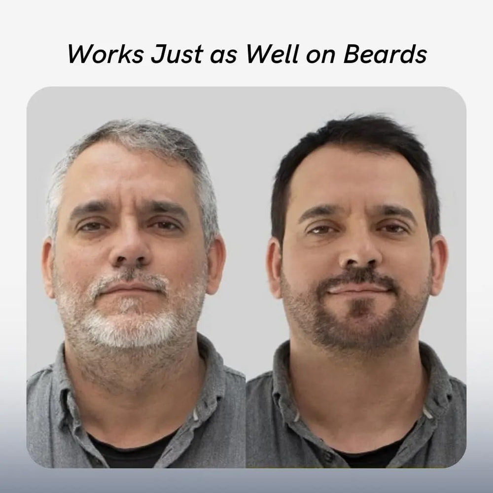 POLAR HAIR CARE comparación antes y después con cobertura de canas visible