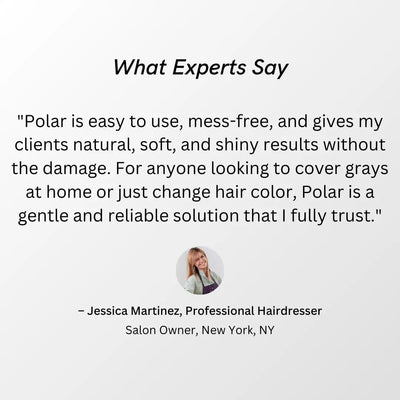 POLAR HAIR CARE modelo con cabello rojo brillante mostrando resultado natural