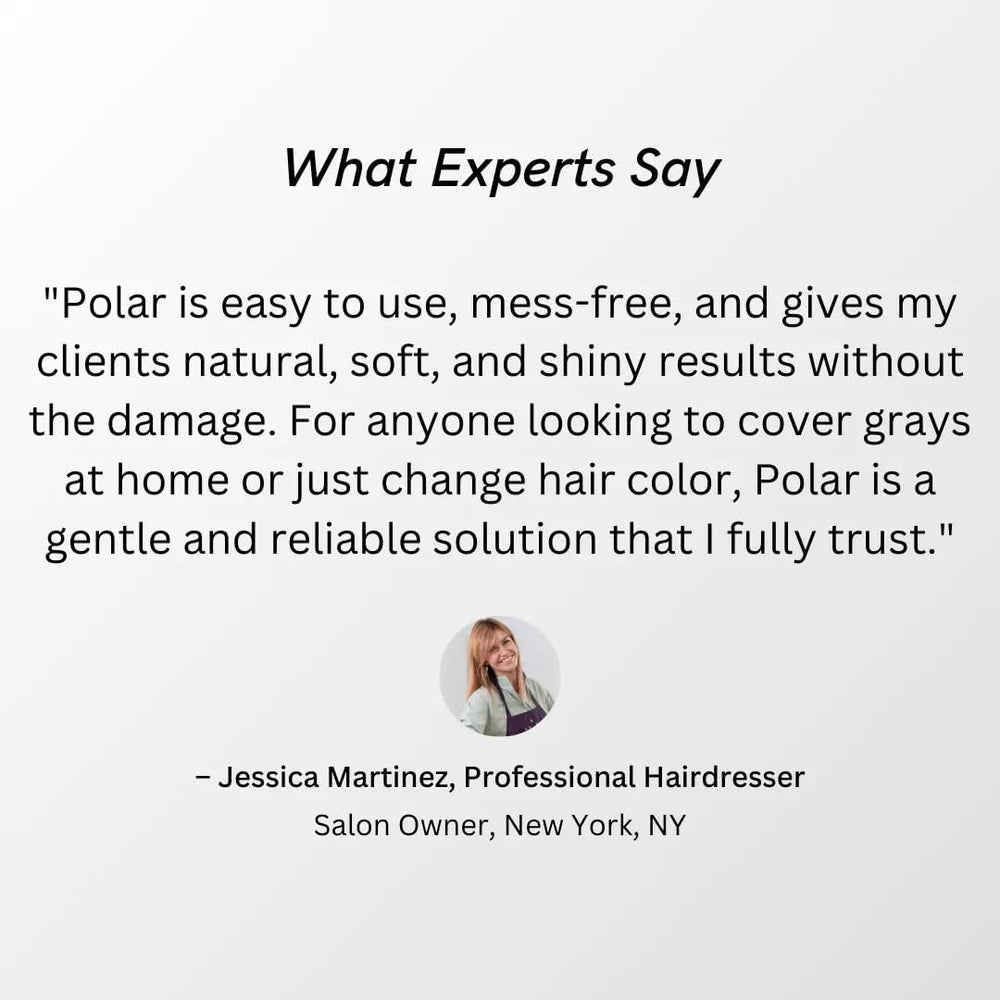 POLAR HAIR CARE modelo con cabello rojo brillante mostrando resultado natural