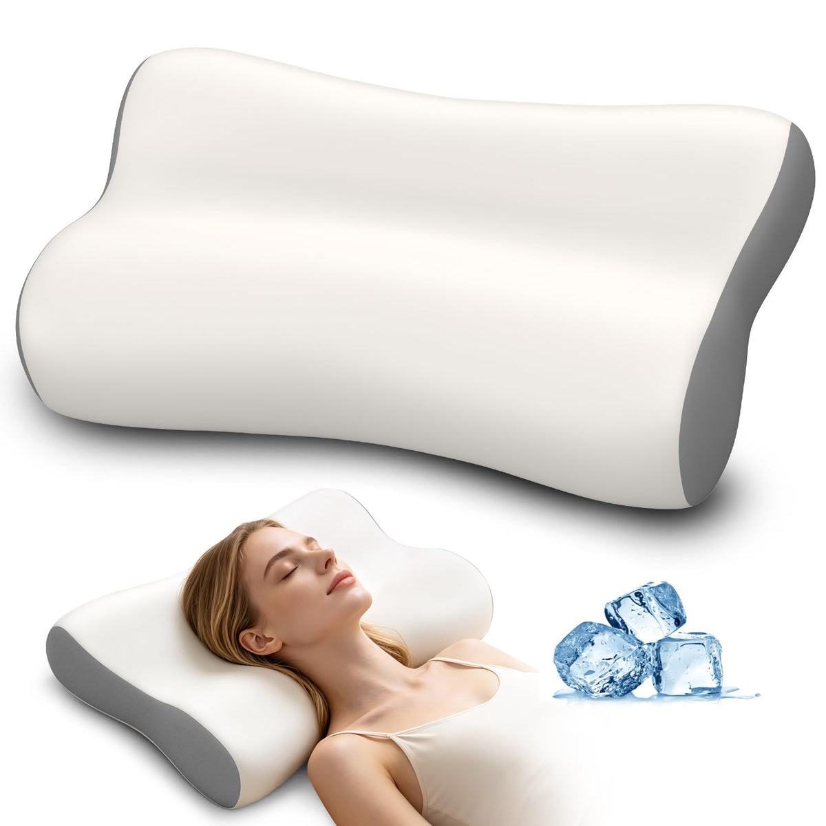 Polovo front view pillow showing ergonomic contour and supportive design for better sleep