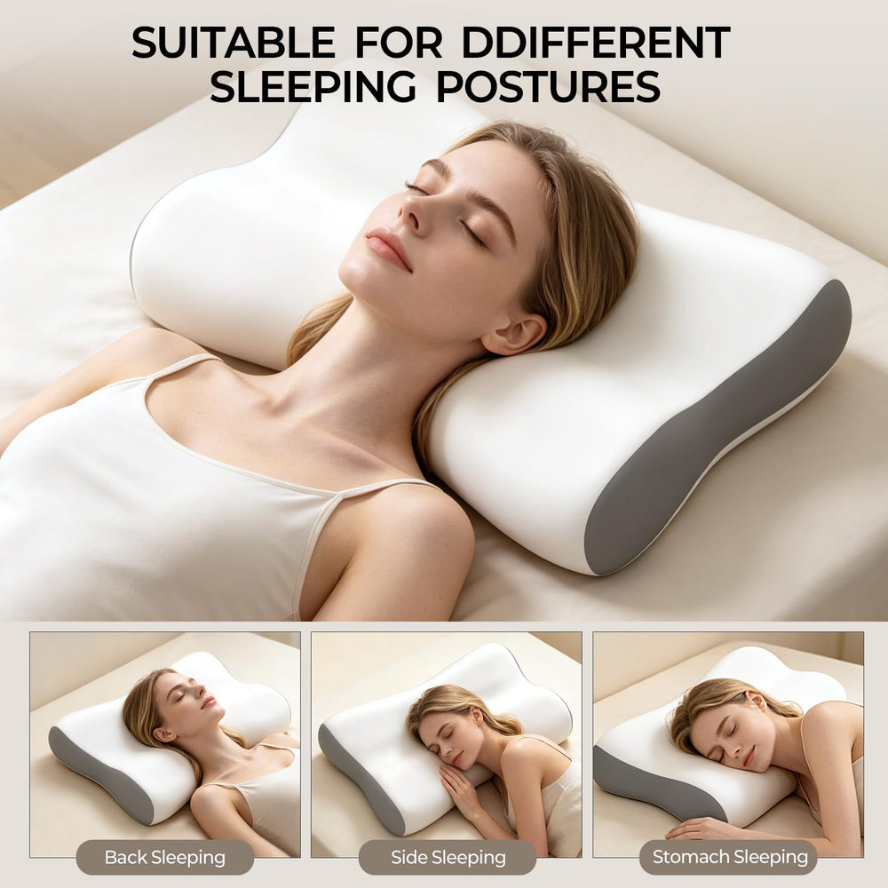 Polovo size scale hand comparison showing generous 25.2 by 15 inch pillow for full support