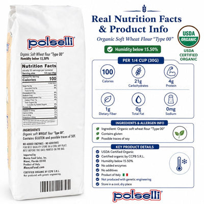 POLSELLI harina junto a ingredientes para pizza mostrando versatilidad