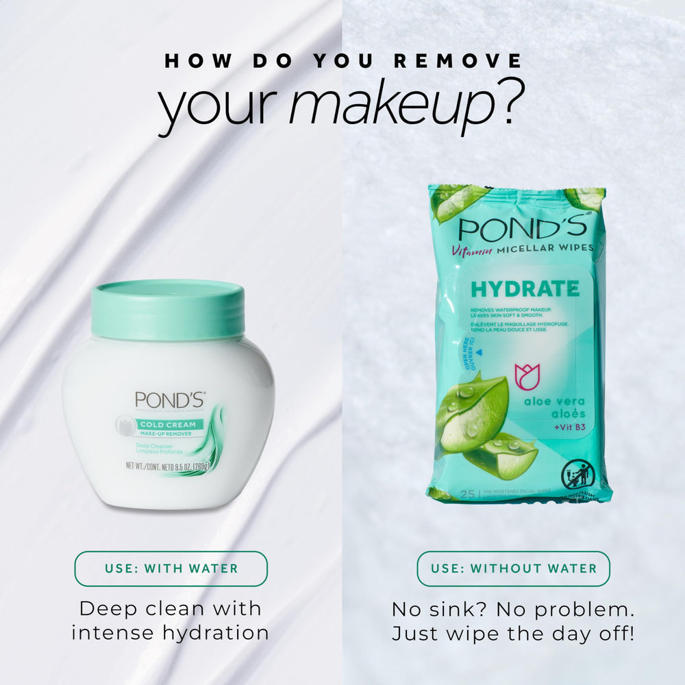 POND'S crema sobre lavabo en rutina nocturna mostrando uso fácil y relajante