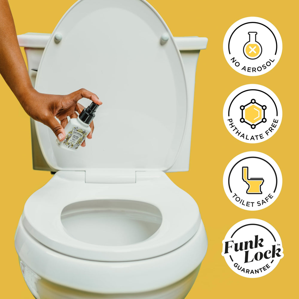 Poo-Pourri boquilla nebulizadora en primer plano para bruma uniforme